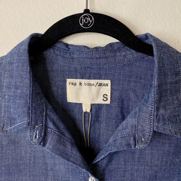 Rag & Bone blue chambray button down shirt size small - Picture 3 of 6